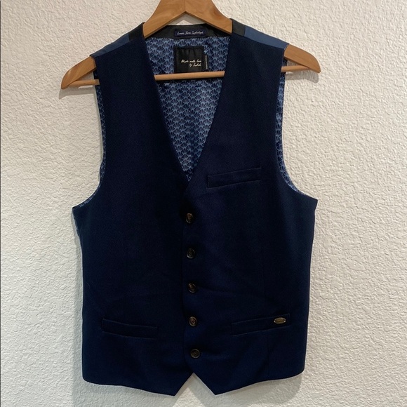 Made With Love by Scotch Men's Blue Button Up Vest Sz M - Picture 1 of 8